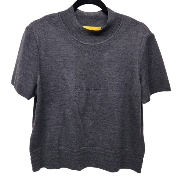 St. John Wool Sweater Short Sleeve Charcoal Gray, Size Large - Picture 1 of 16